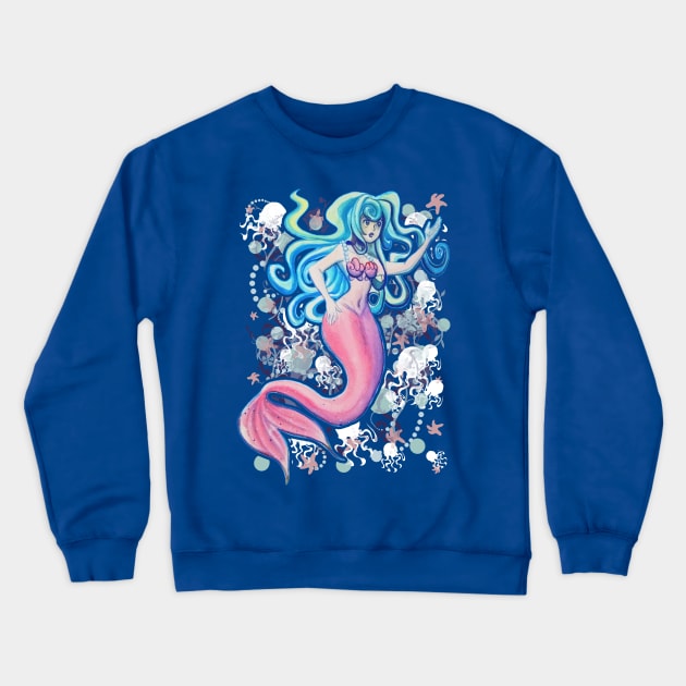 Pink Tailfin Mermaid Crewneck Sweatshirt by saradaboru